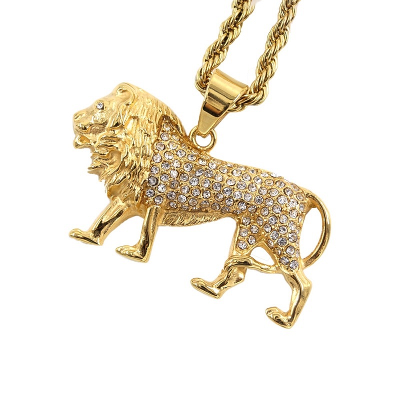 Men Accessories Singapore - Collana con Ciondolo Leone in Cristallo