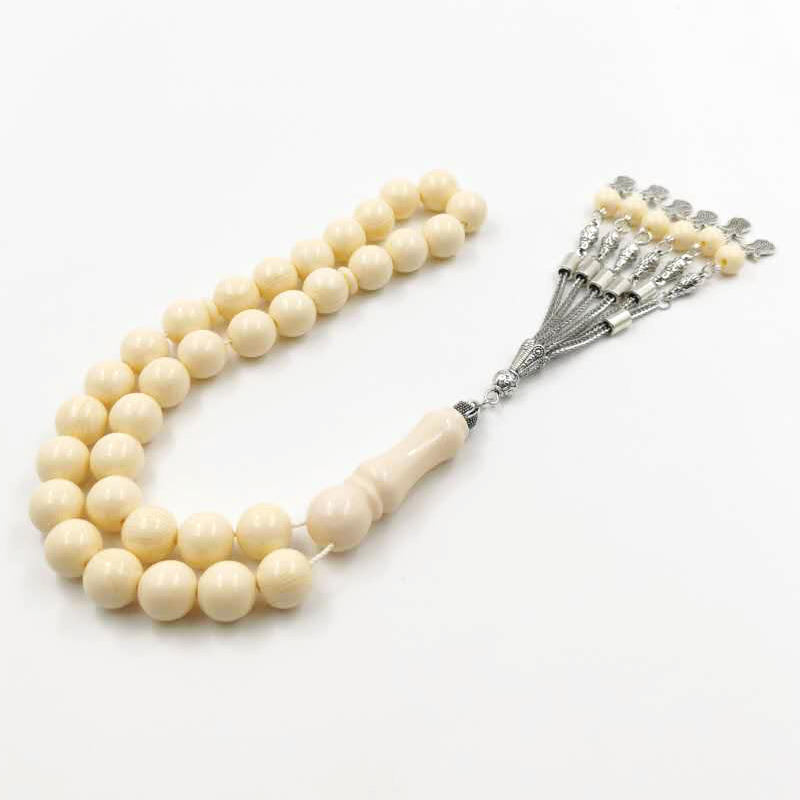 Men Accessories Ethnic - Braccialetto Tasbih in resina beige, Misbaha